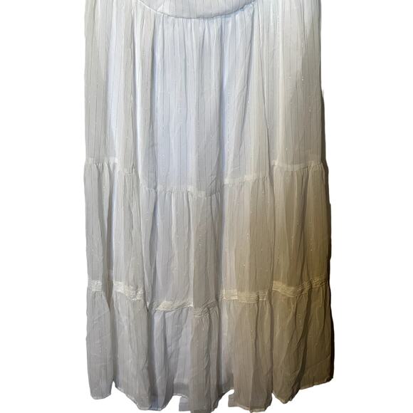 Torrid NWT White Gold Chiffon Lurex Tiered Maxi Dress Sleeveless Size 2 (XXL) - Picture 3 of 11